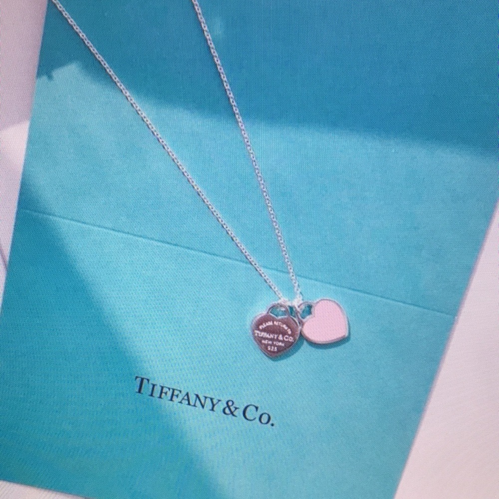 Tiffany & Co Silver and Pink Heart Necklace
